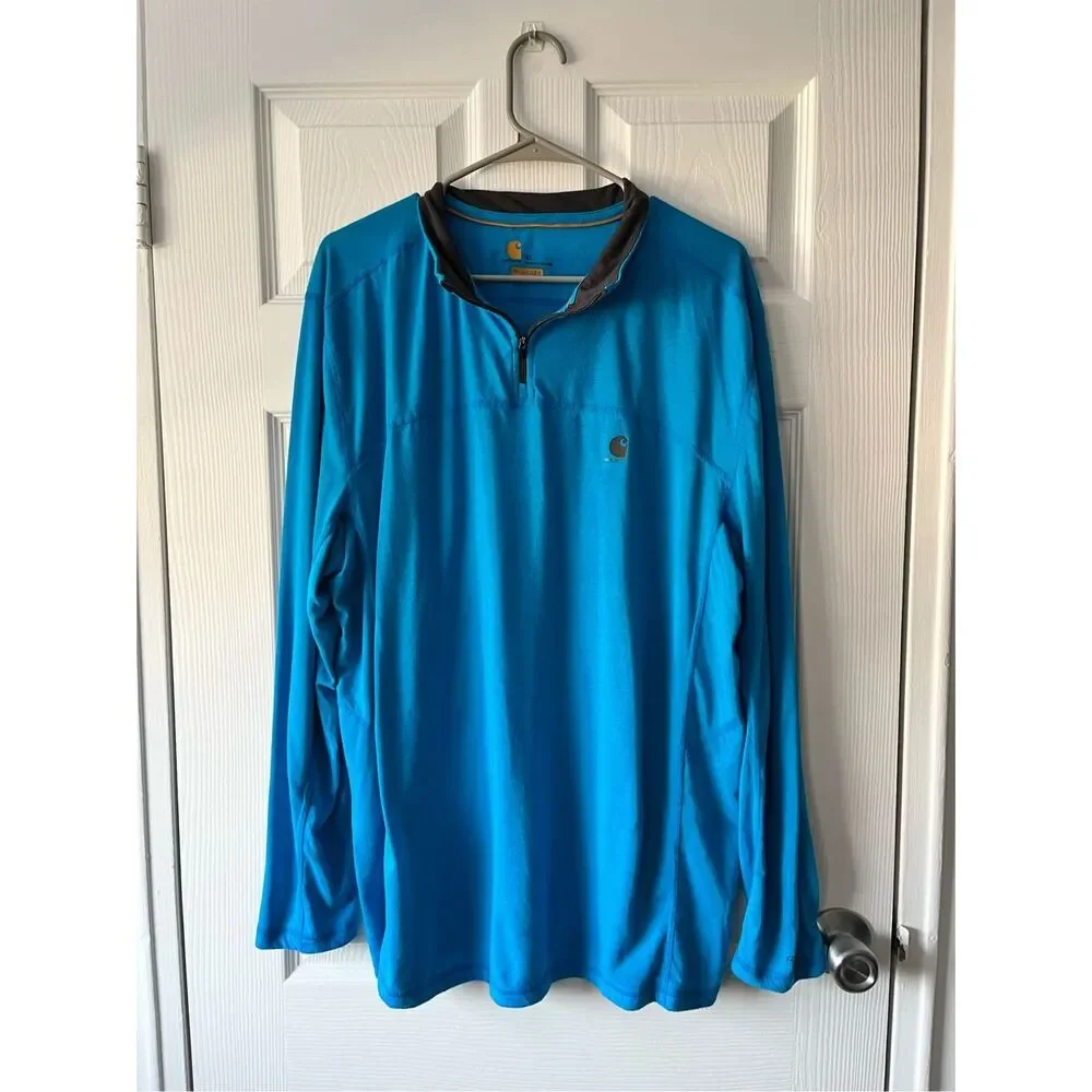 Carhartt Quarter Zip Pull Over XL Mens Blue Layering Stretch Lightweight - Picture 1 of 5